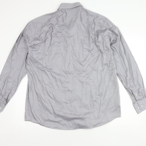 Marks and Spencer Men’s Grey Cotton Long Sleeve Classic Fit Shirt 17.5 44"-45"