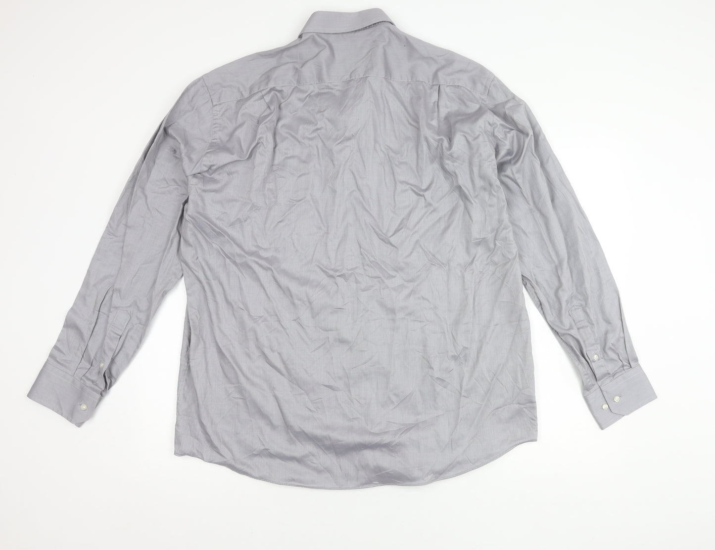 Marks and Spencer Men’s Grey Cotton Long Sleeve Classic Fit Shirt 17.5 44"-45"