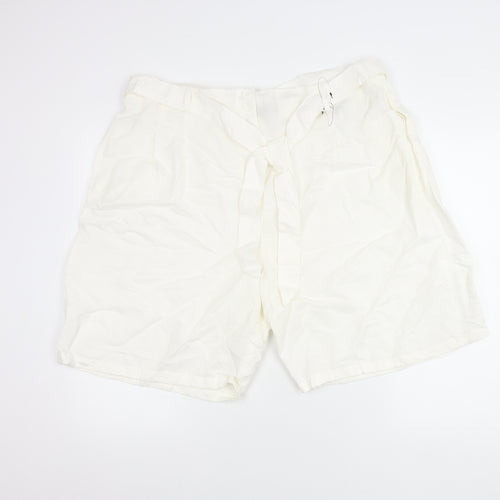 Marks and Spencer Womens White Linen Blend Bermuda Shorts Size 22