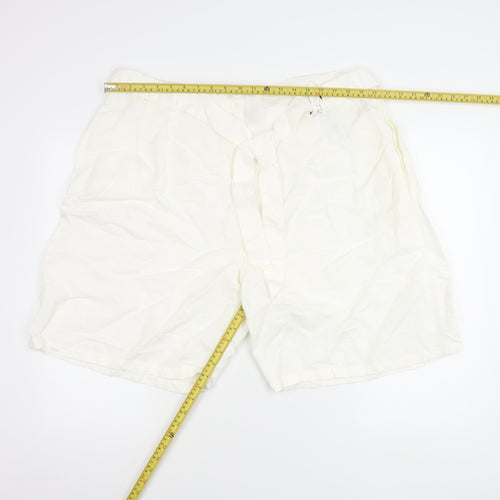 Marks and Spencer Womens White Linen Blend Bermuda Shorts Size 22