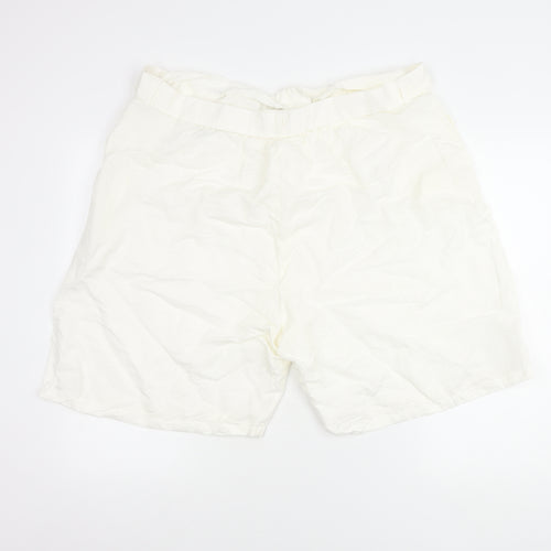 Marks and Spencer Womens White Linen Blend Bermuda Shorts Size 22