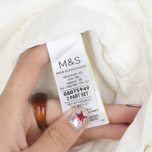 Marks and Spencer Womens White Linen Blend Bermuda Shorts Size 22