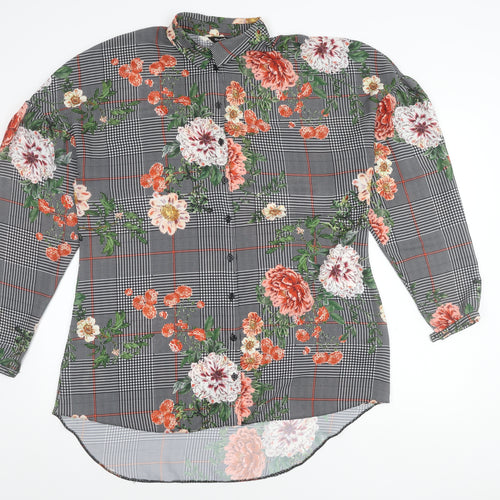 Simply Be Womens Multicoloured Floral Check Tunic Button-Up Shirt Size 18