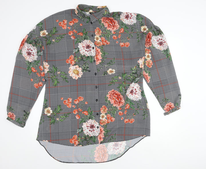 Simply Be Womens Multicoloured Floral Check Tunic Button-Up Shirt Size 18