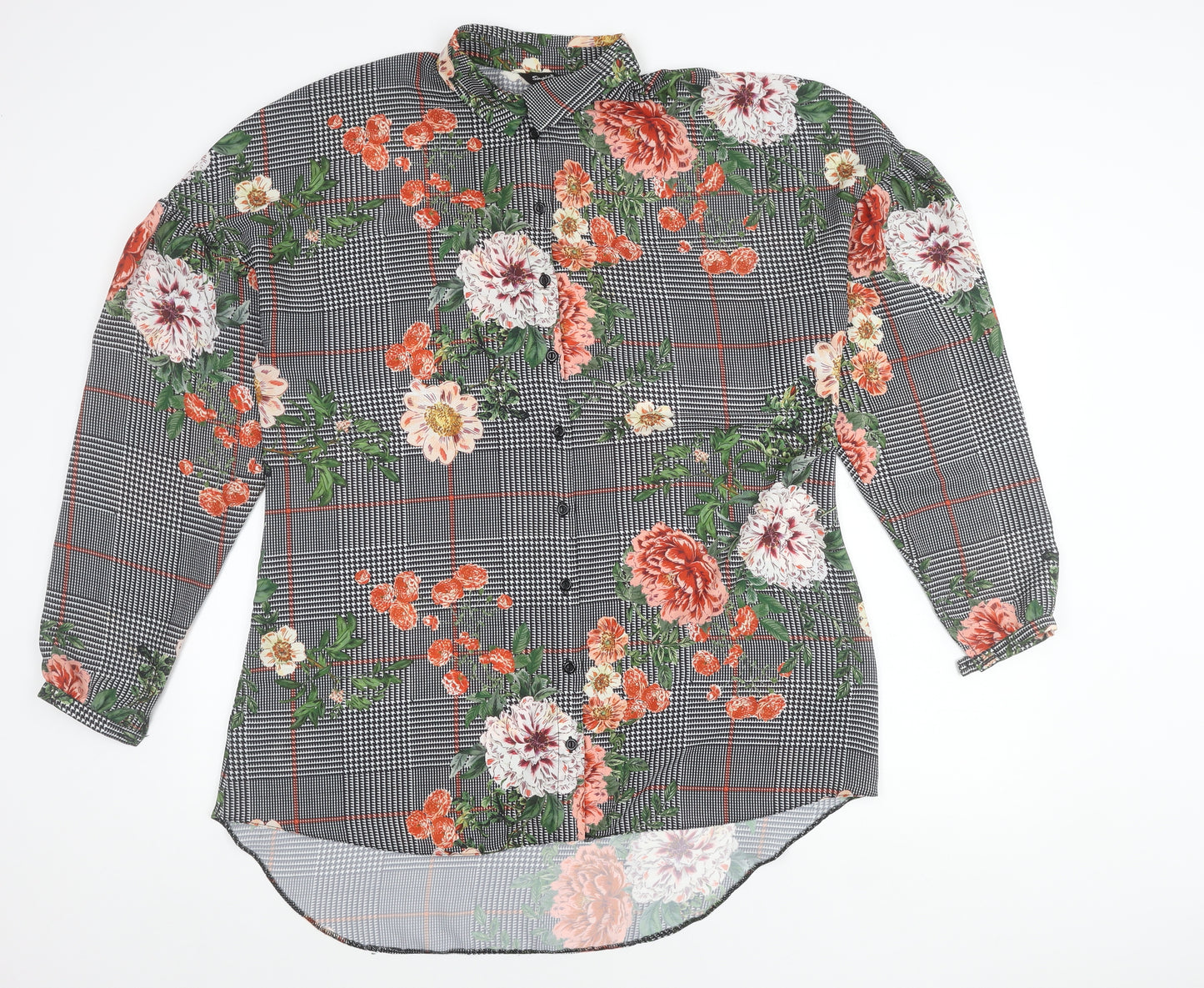 Simply Be Womens Multicoloured Floral Check Tunic Button-Up Shirt Size 18