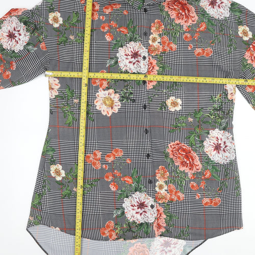 Simply Be Womens Multicoloured Floral Check Tunic Button-Up Shirt Size 18