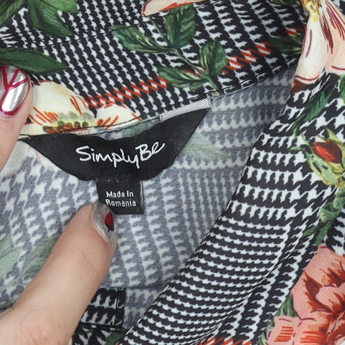 Simply Be Womens Multicoloured Floral Check Tunic Button-Up Shirt Size 18