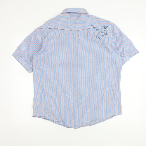 Next Men’s Blue Striped Short Sleeve Cotton Button-Up Shirt L