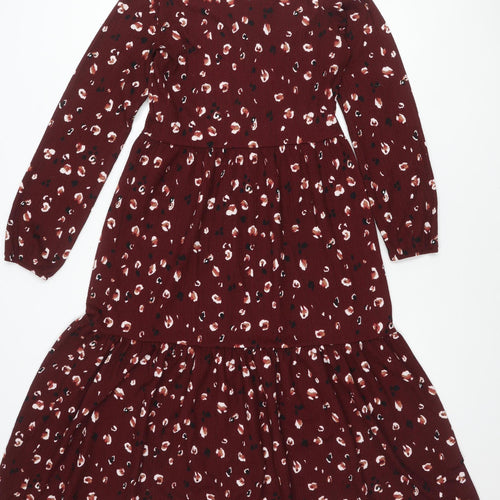 Next Women’s Red Animal Print A-Line Dress Size 10 Long Sleeve