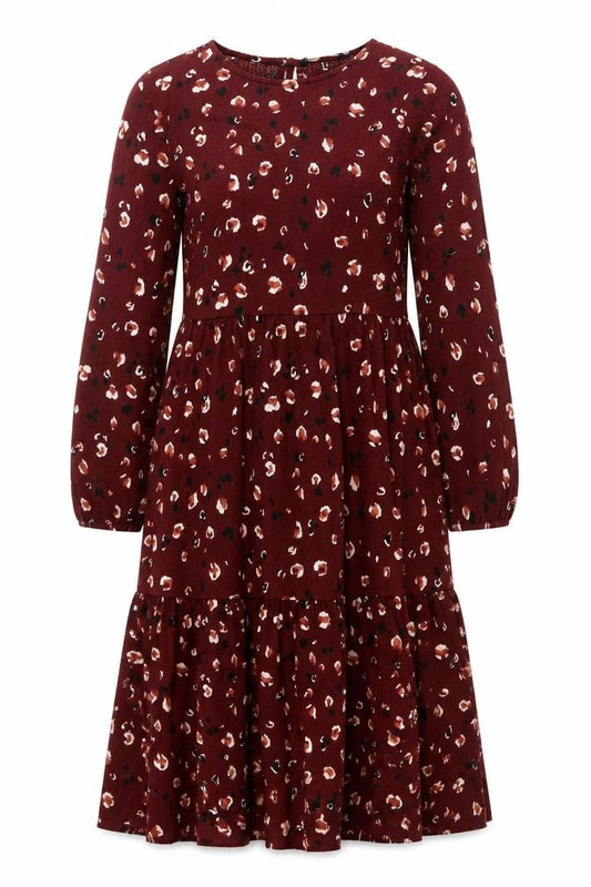 Front view of Next Women’s Red Animal Print A-Line Dress, size UK 10, Long Sleeve