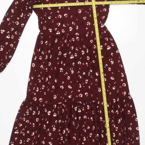Next Women’s Red Animal Print A-Line Dress Size 10 Long Sleeve
