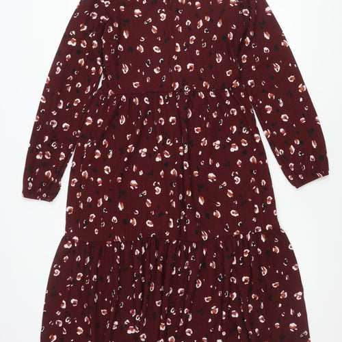 Next Women’s Red Animal Print A-Line Dress Size 10 Long Sleeve