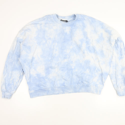 ASOS DESIGN Women’s Blue Tie-Dye Sweatshirt UK 14 Cotton Pullover