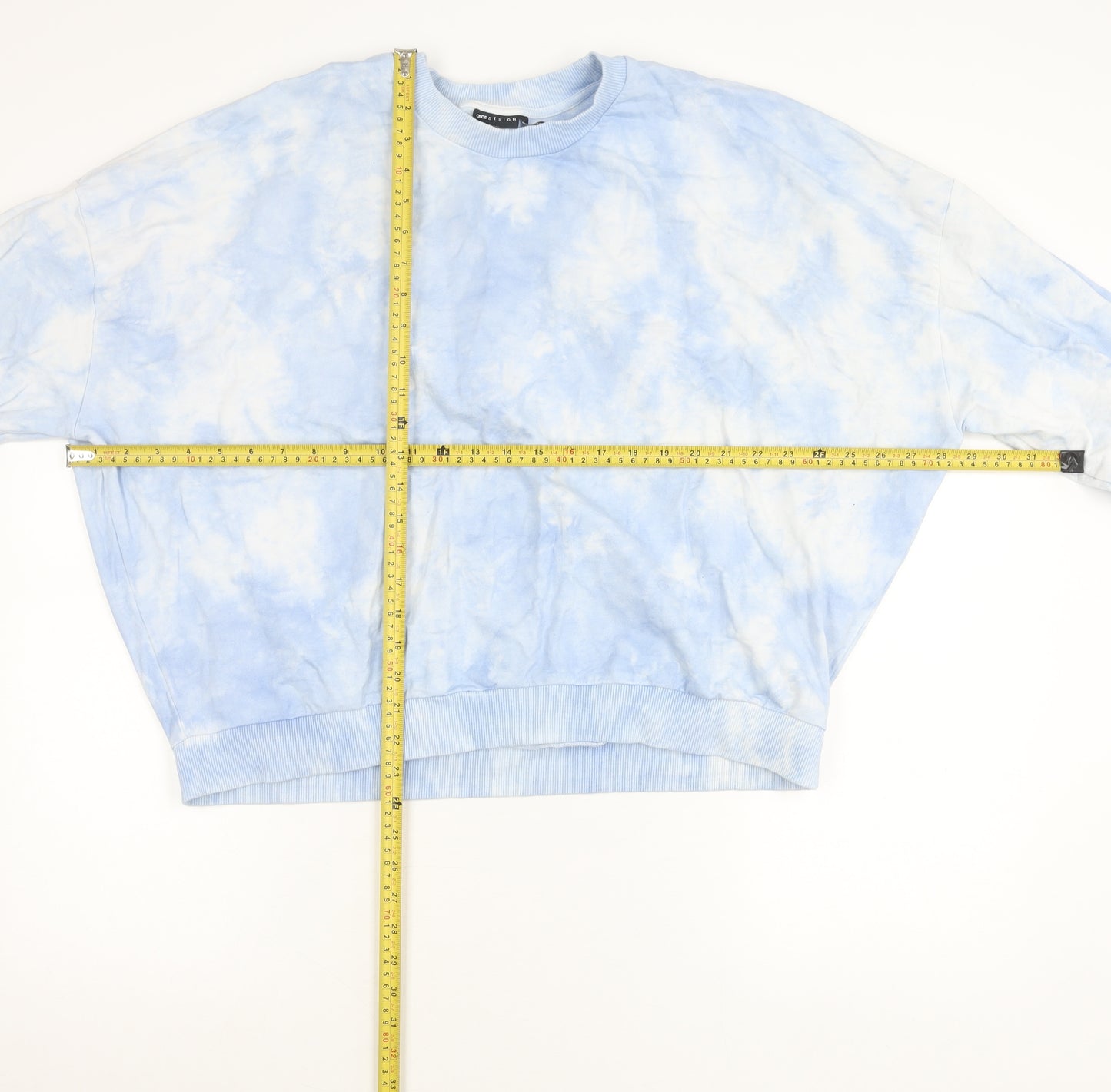 ASOS DESIGN Women’s Blue Tie-Dye Sweatshirt UK 14 Cotton Pullover