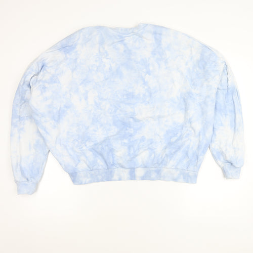 ASOS DESIGN Women’s Blue Tie-Dye Sweatshirt UK 14 Cotton Pullover