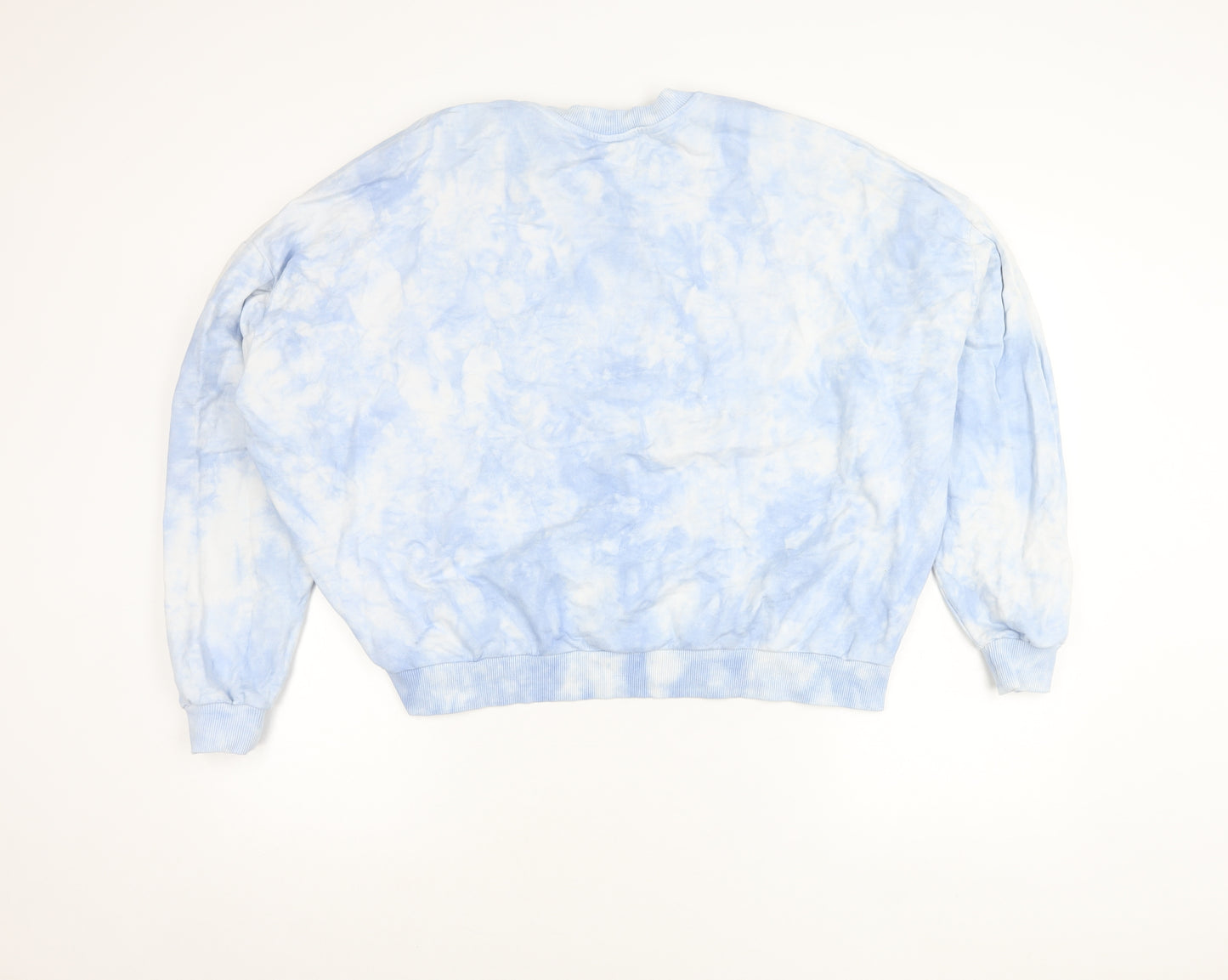 ASOS DESIGN Women’s Blue Tie-Dye Sweatshirt UK 14 Cotton Pullover