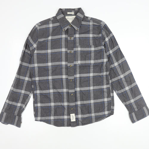 Abercrombie & Fitch Mens Grey Plaid Flannel Shirt S Muscle Fit