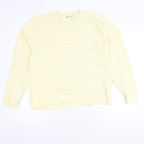 Zara Women Yellow Cotton Crew Neck Pullover Sweatshirt Size 12
