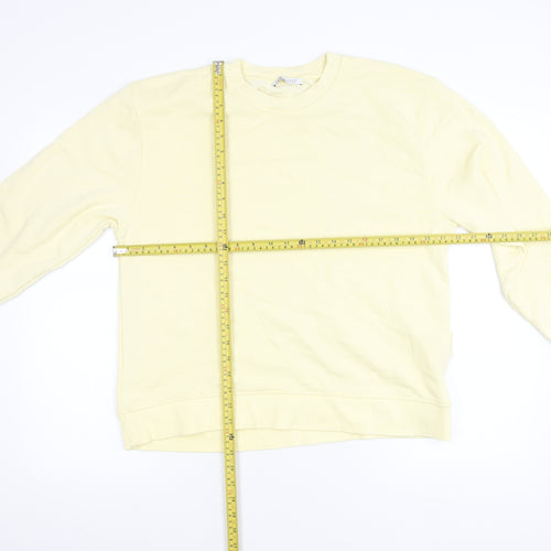 Zara Women Yellow Cotton Crew Neck Pullover Sweatshirt Size 12