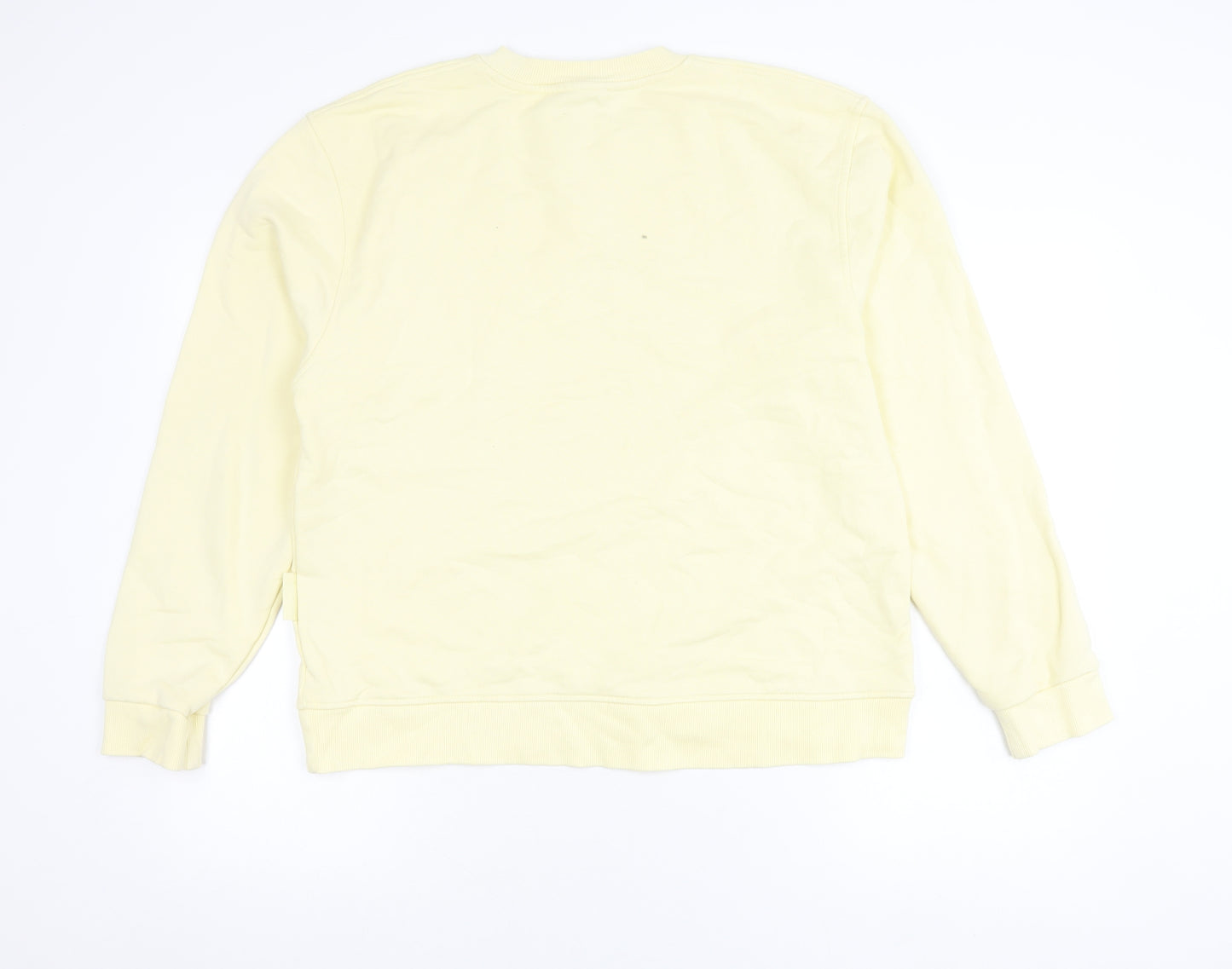 Zara Women Yellow Cotton Crew Neck Pullover Sweatshirt Size 12