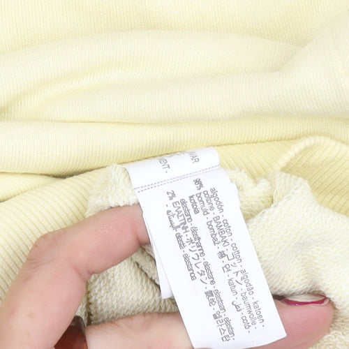 Zara Women Yellow Cotton Crew Neck Pullover Sweatshirt Size 12