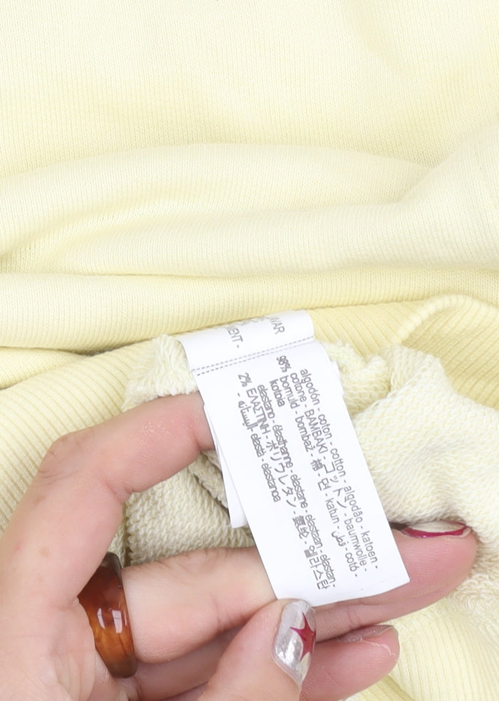 Zara Women Yellow Cotton Crew Neck Pullover Sweatshirt Size 12