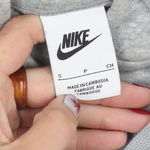 Nike Womens Grey Pullover Hoodie Small Regular Fit Logo Sportswear