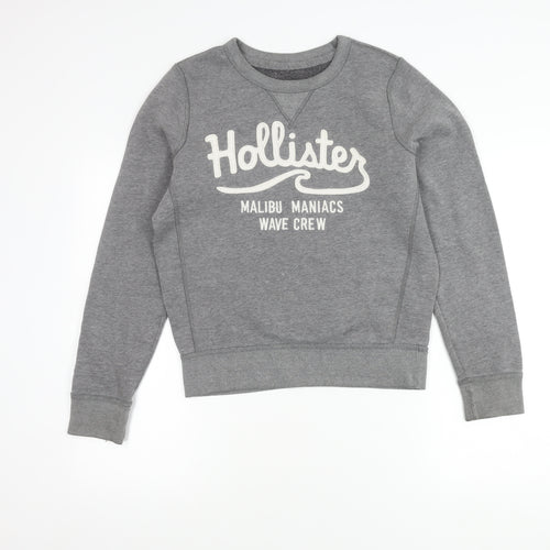 Hollister Women’s Grey Sweatshirt Small Logo Crew Neck Casual