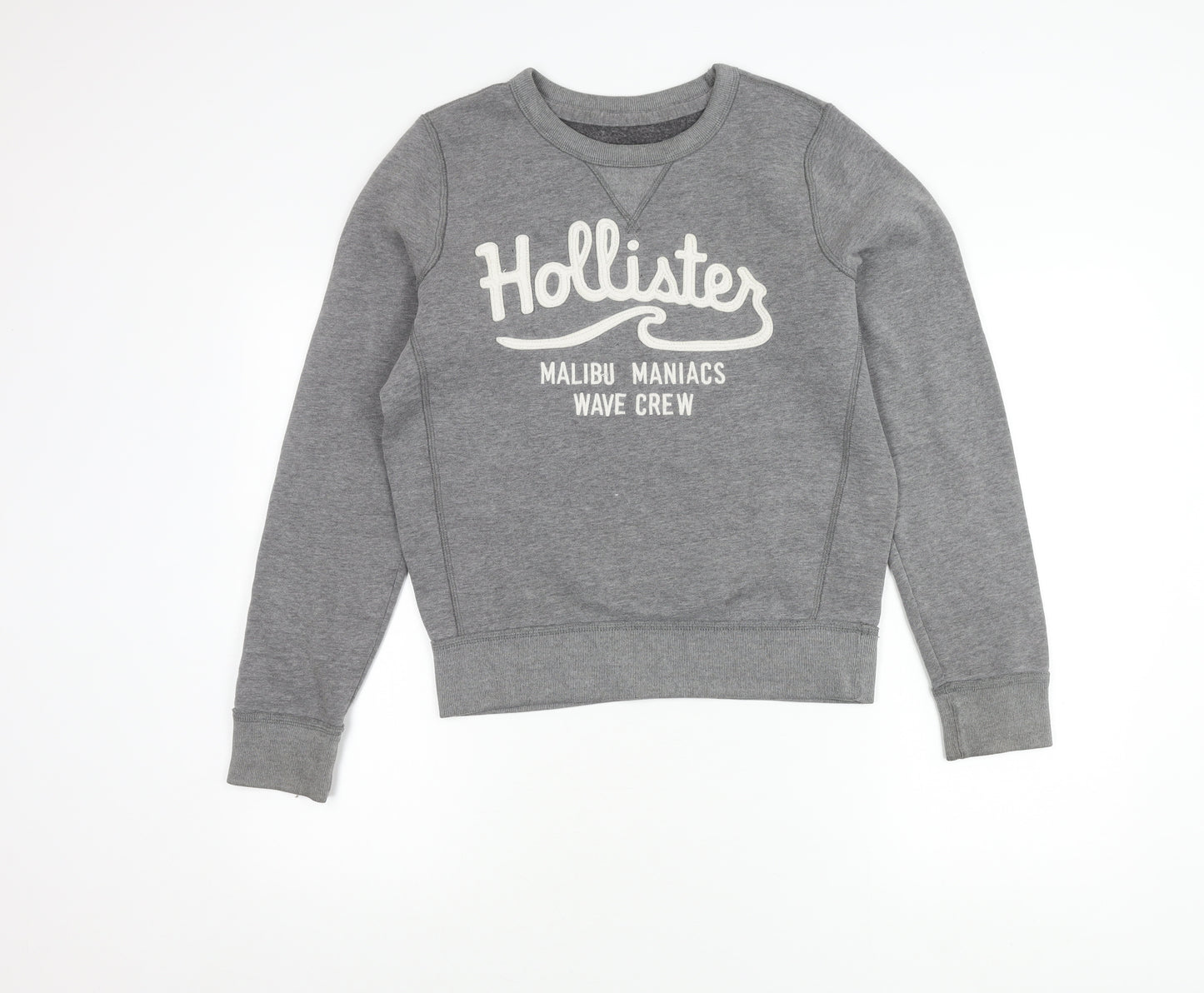 Hollister Women’s Grey Sweatshirt Small Logo Crew Neck Casual