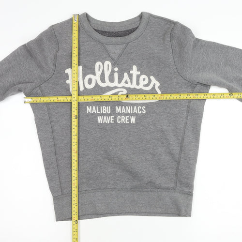 Hollister Women’s Grey Sweatshirt Small Logo Crew Neck Casual