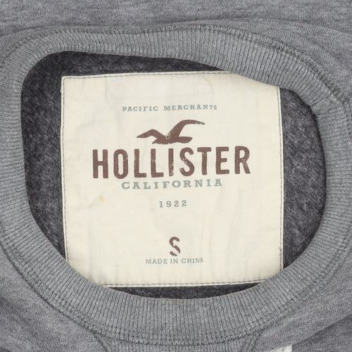 Hollister Women’s Grey Sweatshirt Small Logo Crew Neck Casual