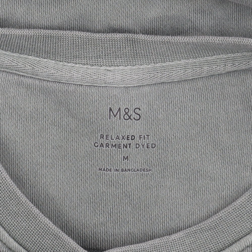 Marks and Spencer Unisex Green M Sweatshirt Relaxed Fit Cotton