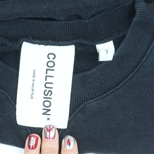 Collusion Women’s Black 2XL Crew Neck Pullover Sweatshirt Long Sleeve