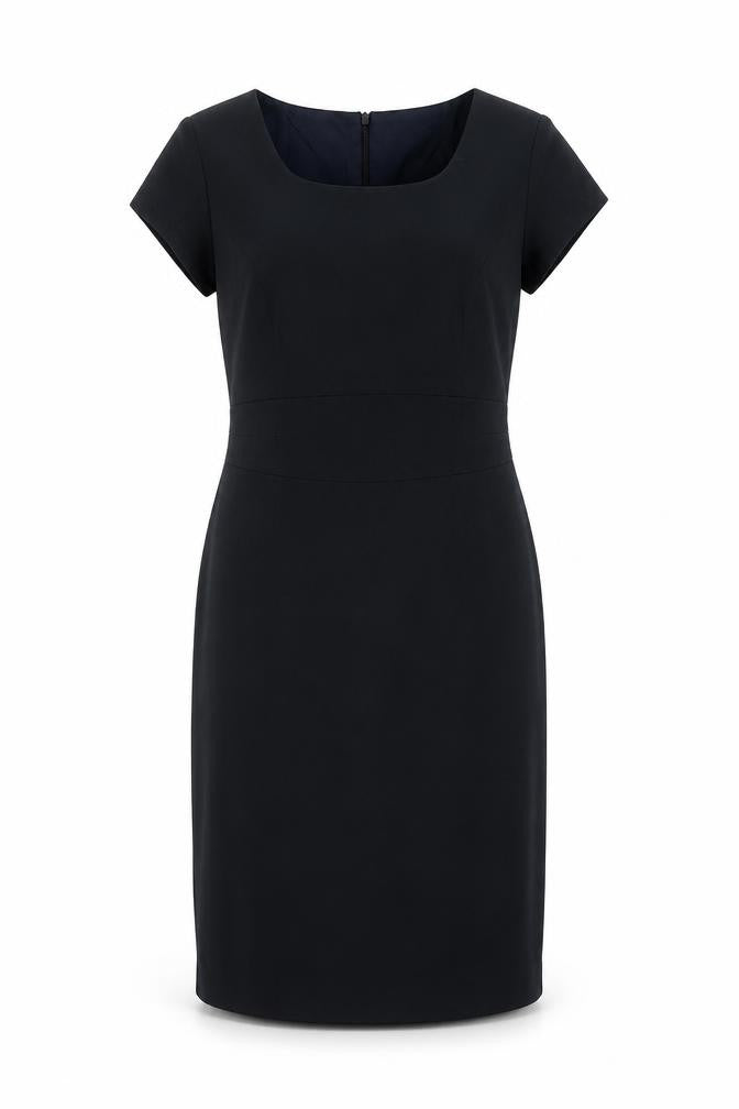 Autonomy Womens Black Work Sheath Dress Size 10 Short Sleeve Knee Length