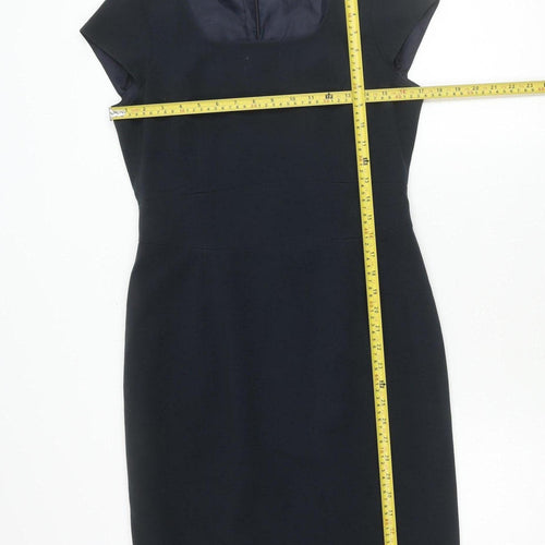 Autonomy Womens Black Work Sheath Dress Size 10 Short Sleeve Knee Length