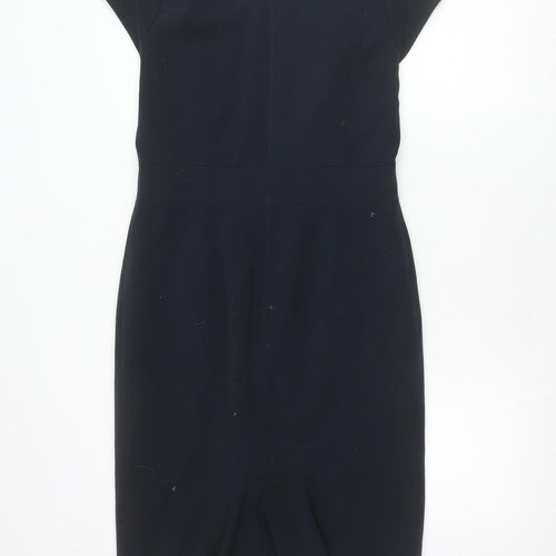 Autonomy Womens Black Work Sheath Dress Size 10 Short Sleeve Knee Length