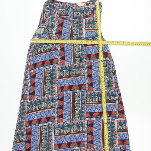 Fat Face Womens Multicoloured Geometric Scoop Neck Shift Dress Size 8