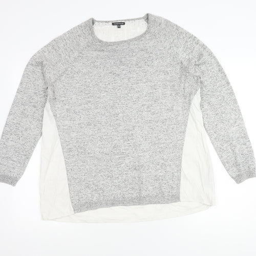 Warehouse Women’s Grey Cotton Blend Long Sleeve Tunic Blouse UK 16