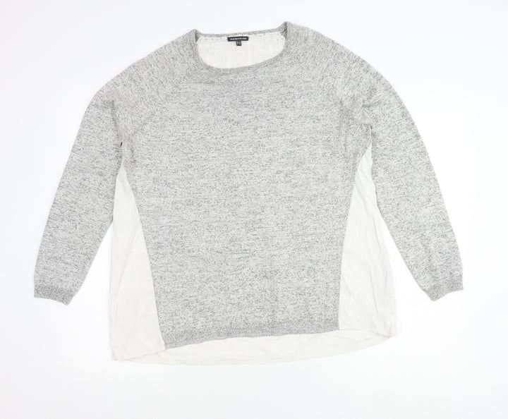 Warehouse Women’s Grey Cotton Blend Long Sleeve Tunic Blouse UK 16