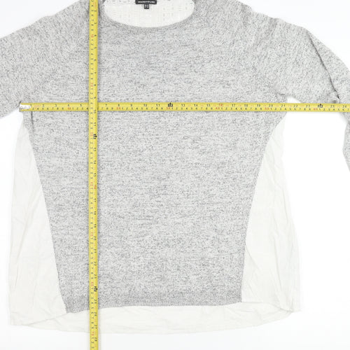 Warehouse Women’s Grey Cotton Blend Long Sleeve Tunic Blouse UK 16