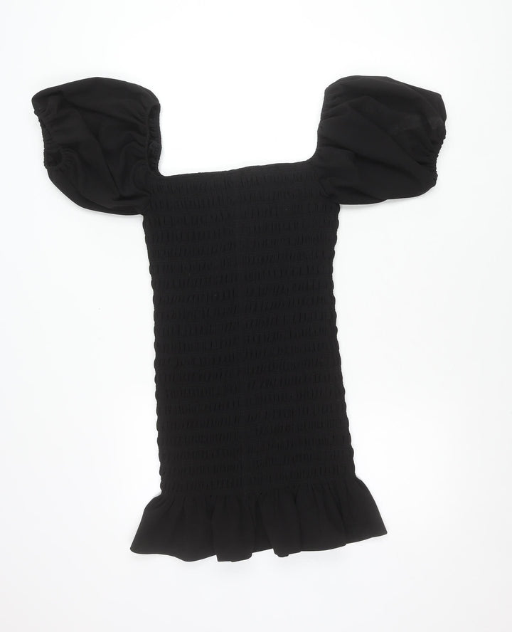 New Look Women Black Petite Size 10 Bodycon Puff Sleeve Dress