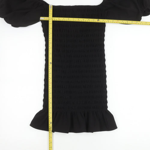New Look Women Black Petite Size 10 Bodycon Puff Sleeve Dress