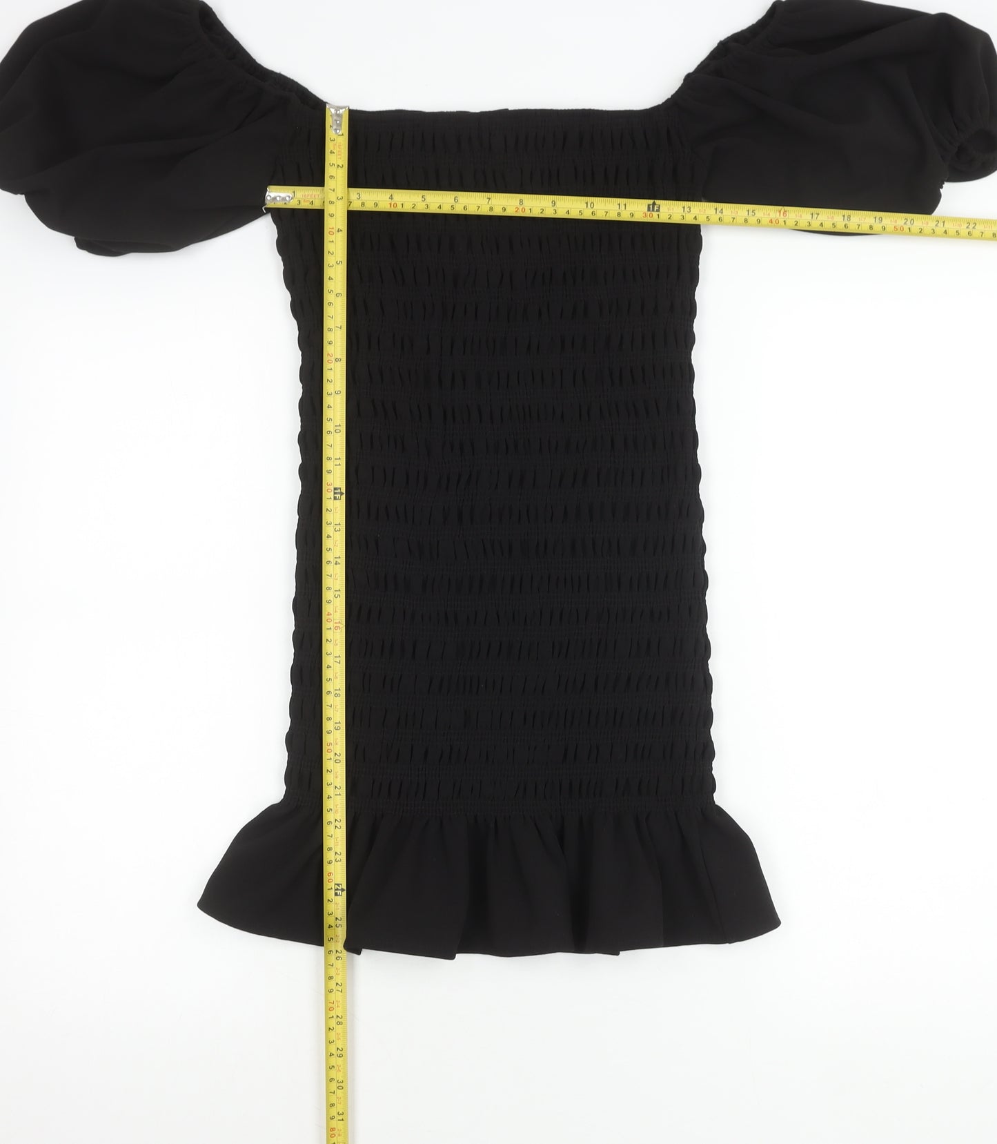 New Look Women Black Petite Size 10 Bodycon Puff Sleeve Dress