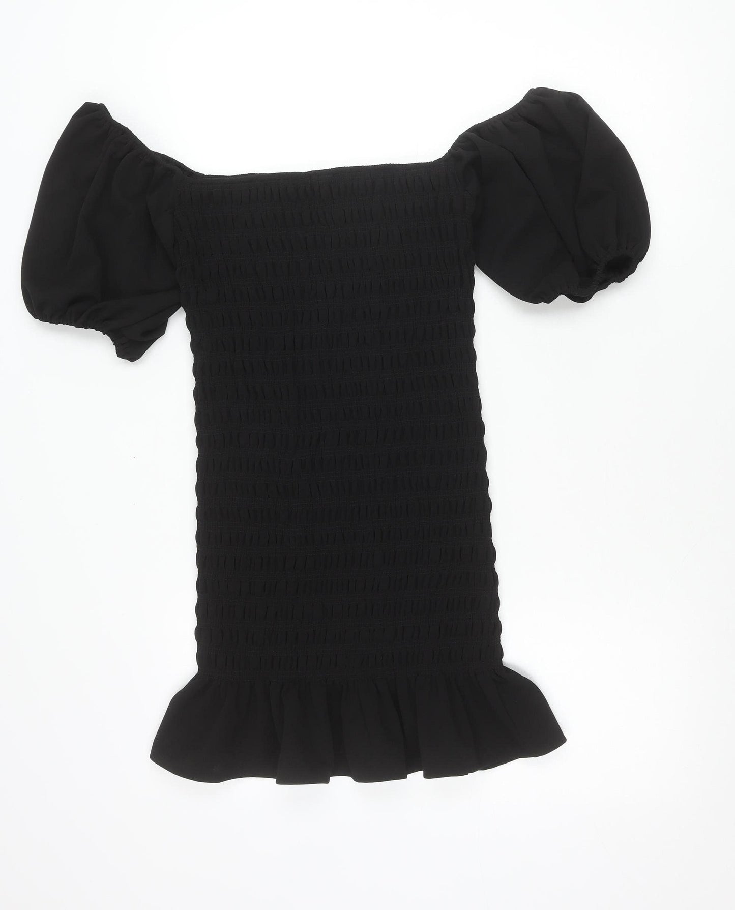 New Look Women Black Petite Size 10 Bodycon Puff Sleeve Dress