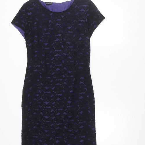 Occasions Women’s Purple Black Lace Sheath Dress Size 12