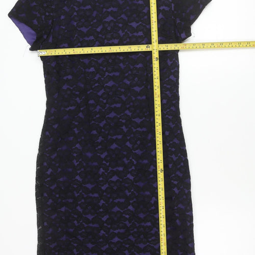 Occasions Women’s Purple Black Lace Sheath Dress Size 12