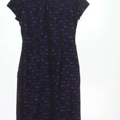 Occasions Women’s Purple Black Lace Sheath Dress Size 12