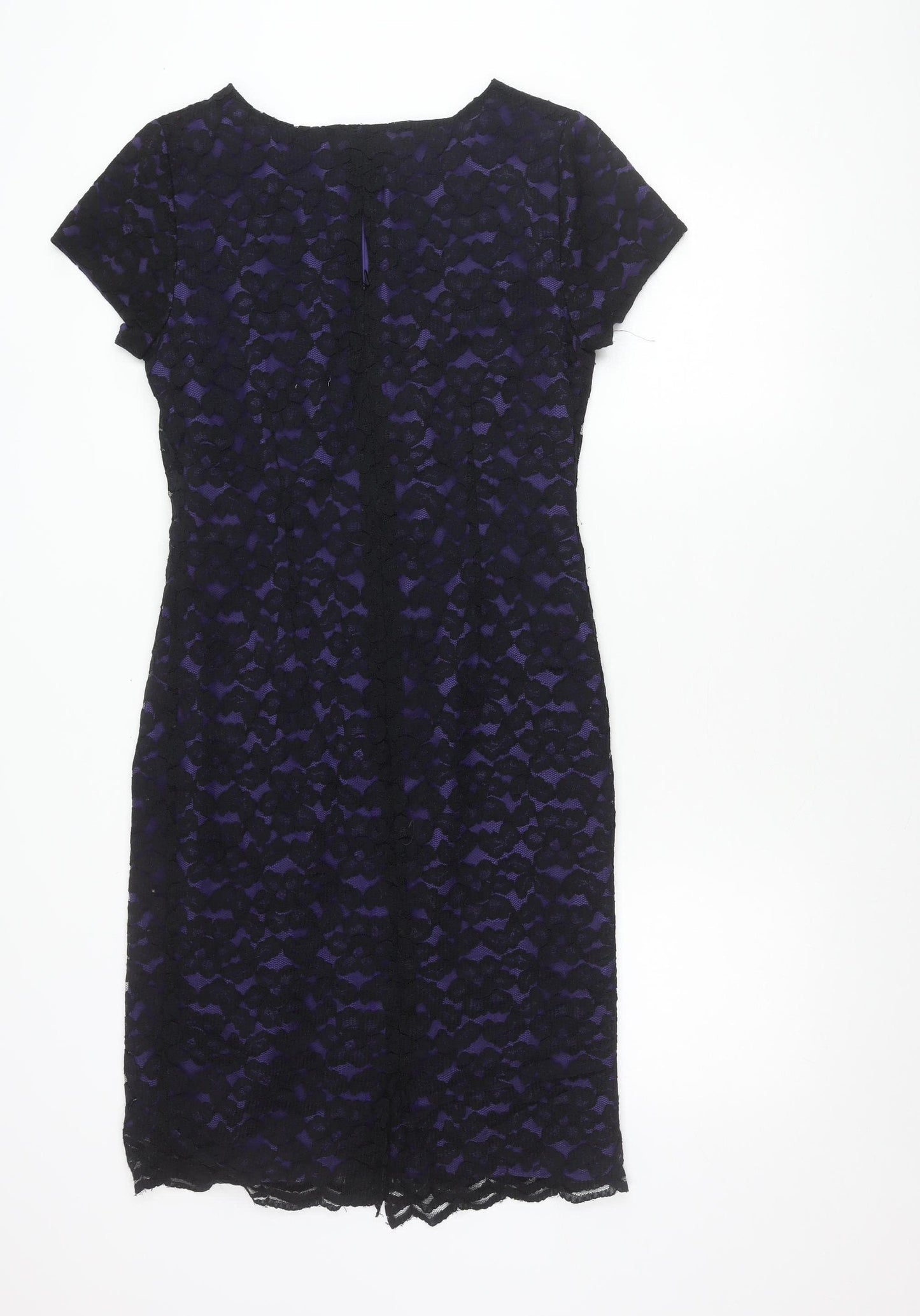 Occasions Women’s Purple Black Lace Sheath Dress Size 12