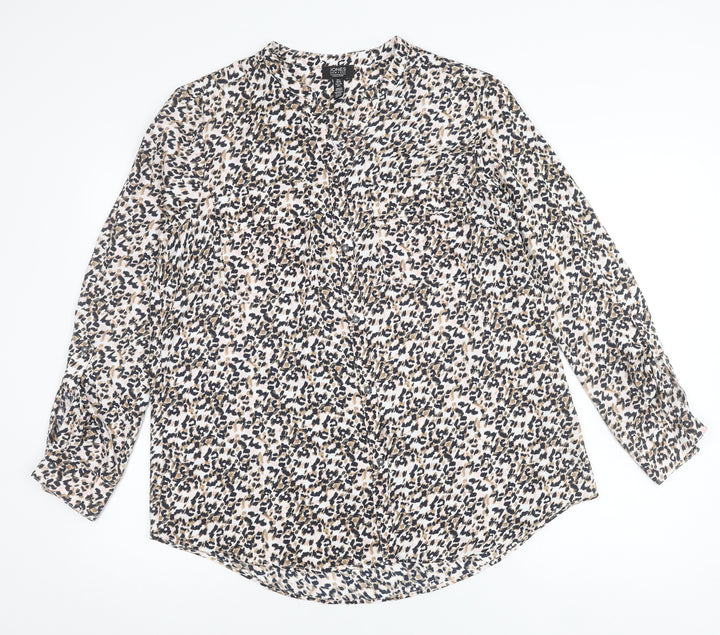 Jones New York Womens Multicoloured Animal Print Blouse Size L Long Sleeve