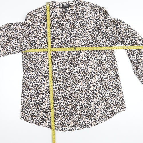 Jones New York Womens Multicoloured Animal Print Blouse Size L Long Sleeve